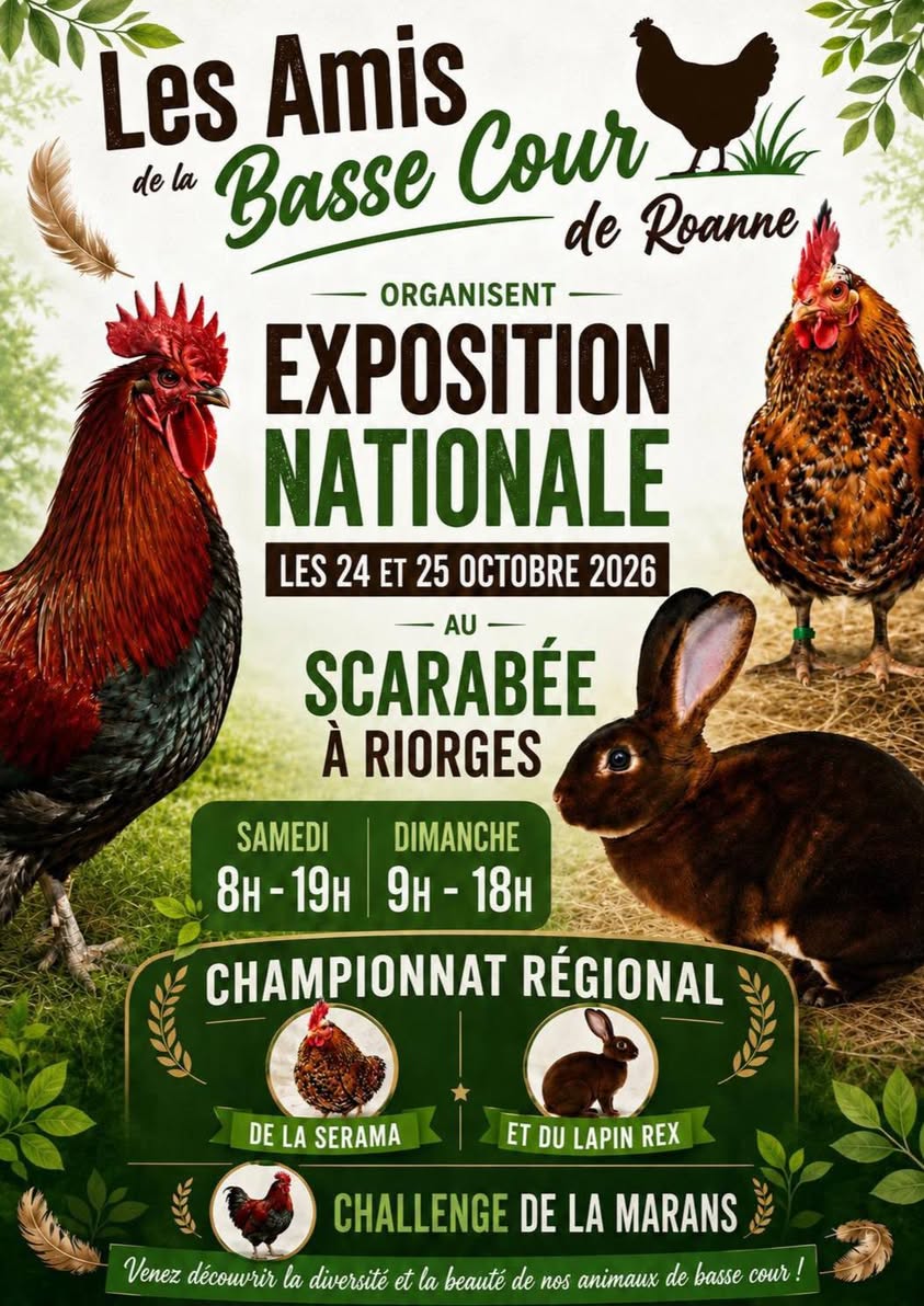 Exposition Nationale Avicole de Roanne 2026 — Régional Serama & Lapin Rex