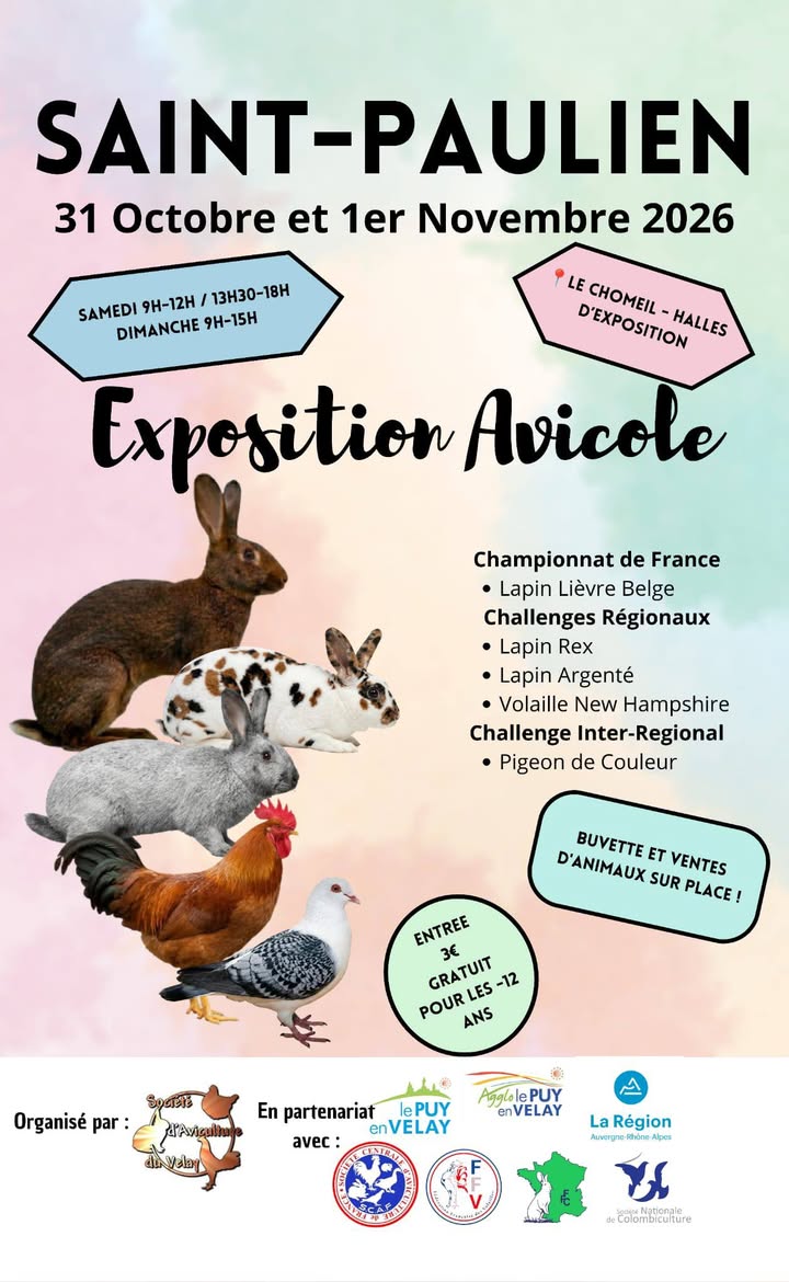 Exposition Avicole de Saint-Paulien 2026 — Championnat de France du Lapin Lièvre Belge